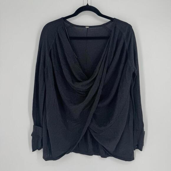 Lululemon sweater medium 8-10 dark gray cowl pullover wrap athleisure minimalist - Picture 1 of 4